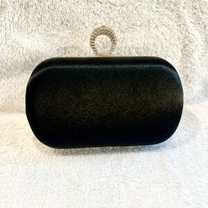 Black Rhinestone Clutch Evening Bag Formal Prom Wedding Cocktail Purse Chain